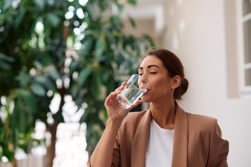 woman drinking water