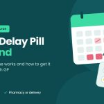 Period delay pill tablets and a calendar showing a delayed period
